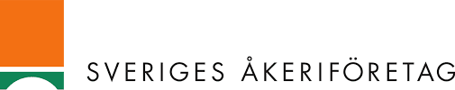 Sverriges åkeriföretag Orange och grönt symbolblock med texten "SVERIGES ÅKERIFÖRETAG".